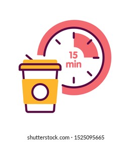 Break time color line icon. Time management concept. Sign for web page, mobile app, button, logo. Vector isolated element. Editable stroke.