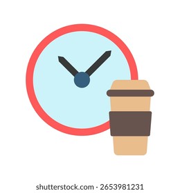 Break Time flat color, mini illustration icon. use for modern concept, print, UI, UX kit, web and app development. Vector related to remote working, work from home.