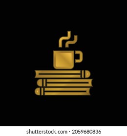 Break Time gold plated metalic icon or logo vector