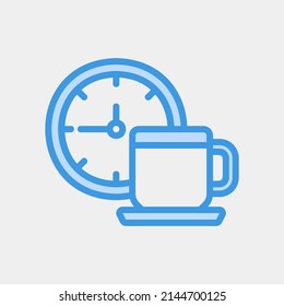 Icono de hora de descanso en azul, uso para presentación de aplicación móvil del sitio web