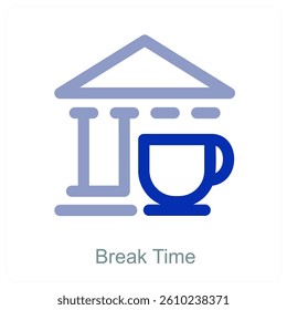 Break Time and institution icon concept