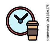 Break Time outline color, mini illustration icon. use for modern concept, print, UI, UX kit, web and app development. Vector related to remote working, work from home.