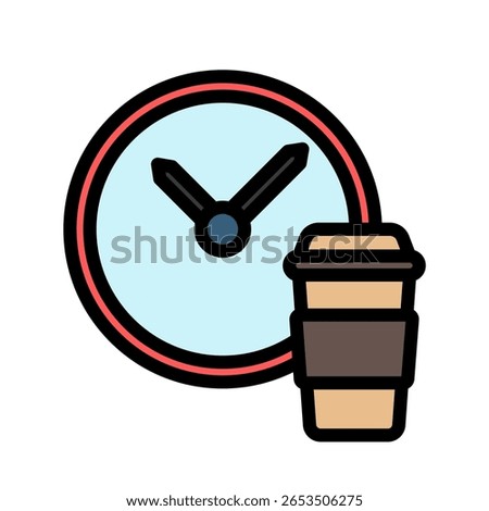 Break Time outline color, mini illustration icon. use for modern concept, print, UI, UX kit, web and app development. Vector related to remote working, work from home.