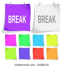 Break. Vector note papers.