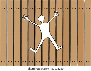 A break in the wall in the form of a human figure