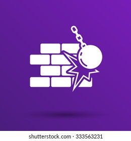 break the wall icon vector button logo symbol.