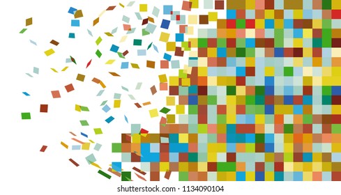 Break wall to tiles fly. Destruction to brick. Flat vector illustration of break wall to tiles fly destruction brick vector image for web