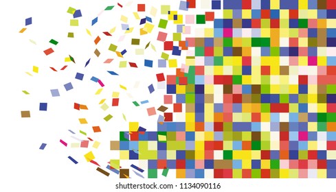Break wall to tiles fly. Destruction to brick. Flat vector illustration of break wall to tiles fly destruction brick vector image for web