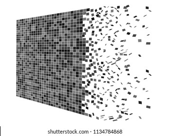 Break wall to tiles fly. Destruction to brick. Simple vector illustration of break wall to tiles fly destruction brick vector image for web