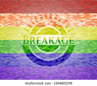 Breakage emblem on mosaic background with the colors of the LGBT flag