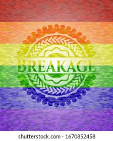Breakage on mosaic background with the colors of the LGBT flag