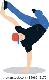 Breakdance Activity People Character. Vector Illustration Isolated on White Background.