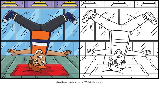 Breakdance B Boy doing a Head Spin Illustration