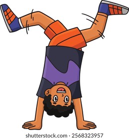 Breakdance B Boy Hand Stand Scissor Kick Clipart