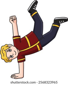 Breakdance B Boy with a One Hand Freeze Clipart