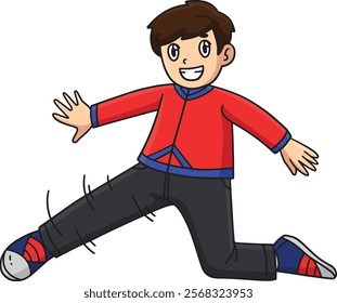 Breakdance B Boy Performing a Knee Switch Clipart