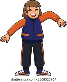 Breakdance B Girl doing Arm Wave Cartoon Clipart