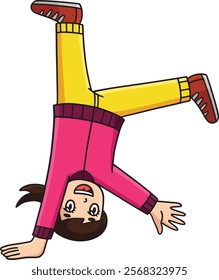 Breakdance B Girl with a One Hand Freeze Clipart