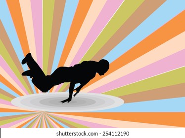 breakdance with background - vector