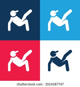 Breakdance blue and red four color minimal icon set