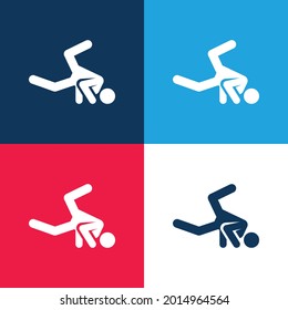 Breakdance blue and red four color minimal icon set