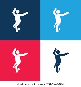 Breakdance blue and red four color minimal icon set