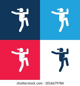 Breakdance blue and red four color minimal icon set