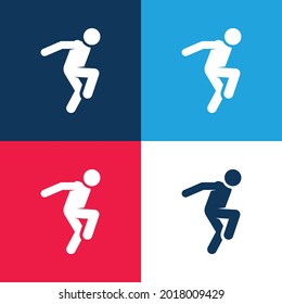 Breakdance blue and red four color minimal icon set