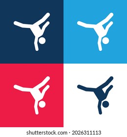 Breakdance blue and red four color minimal icon set