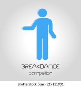 breakdance competition poster. man dancing silhouette. vector illustration