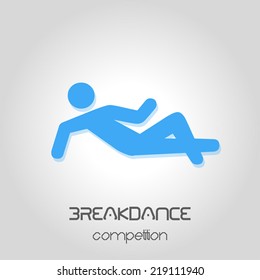 breakdance competition poster. man dancing silhouette. vector illustration