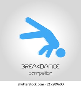 breakdance competition poster. man dancing silhouette. vector illustration 