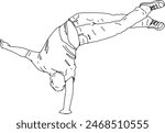 Breakdance  Digital illustration. Street dance and hip hop culture concept for design and print. Line art