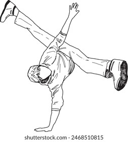 Breakdance  Digital illustration. Street dance and hip hop culture concept for design and print. Line art