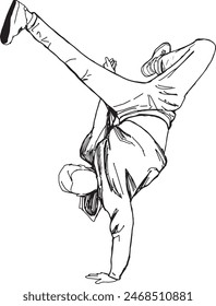 Breakdance  Digital illustration. Street dance and hip hop culture concept for design and print. Line art