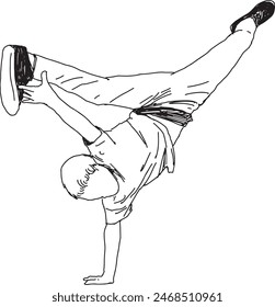 Breakdance  Digital illustration. Street dance and hip hop culture concept for design and print. Line art