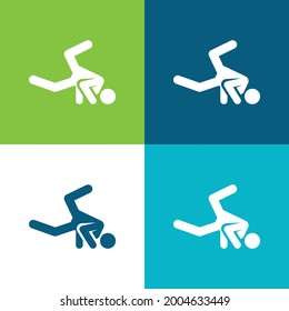Breakdance Flat four color minimal icon set