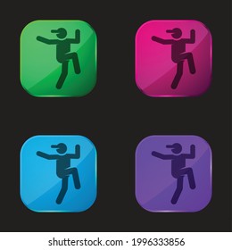 Breakdance four color glass button icon