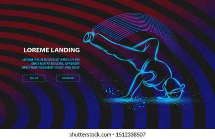 Breakdance freeze. Vector Breakdance Background for Landing Page Template.