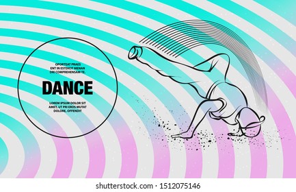 Breakdance freeze. Vector outline of Breakdance sport illustration.