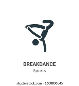 Breakdance glyph icon vector on white background. Flat vector breakdance icon symbol sign from modern sports collection for mobile concept and web apps design.