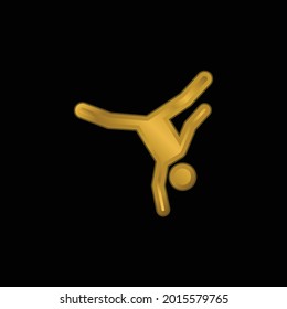 Breakdance gold plated metalic icon or logo vector