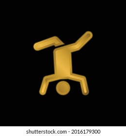 Breakdance gold plated metalic icon or logo vector