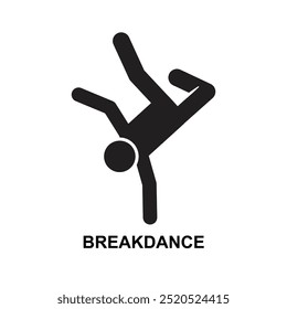 Ícone de breakdance. O símbolo de breakdance preto isolado na ilustração de vetor de fundo.