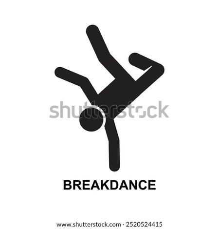 Breakdance icon. The black breakdance symbol isolated on background vector illustration.