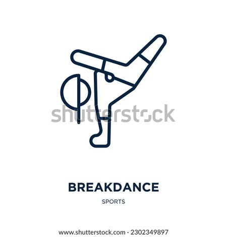 breakdance icon from sports collection. Thin linear breakdance, dance, music outline icon isolated on white background. Line vector breakdance sign, symbol for web and mobile ストックフォト © 