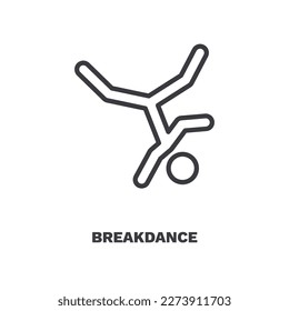 icono de breakdance. Icono de la línea delgada de la colección de deportes y juegos. Vector de contorno aislado en fondo blanco. El símbolo de breakdance modificable se puede usar web y móvil