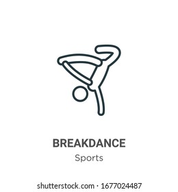 Breakdance outline vector icon. Thin line black breakdance icon, flat vector simple element illustration from editable sports concept isolated stroke on white background
