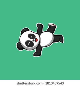 Breakdance Panda flat cartoon style icon vector illustration logo template for many purpose.