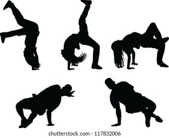 breakdance silhouette collection - vector